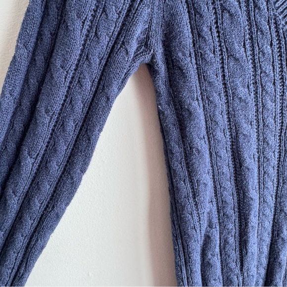 Y2K 2009 American Eagle V-Neck Sweater Womens M Navy Cableknit Preppy Academia - Picture 4 of 10